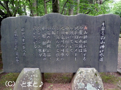 平泉寺白山神社参道の碑